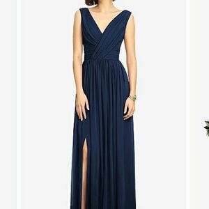 Dessy Collection Blue Maxi Gown V-Neck Sleeveless